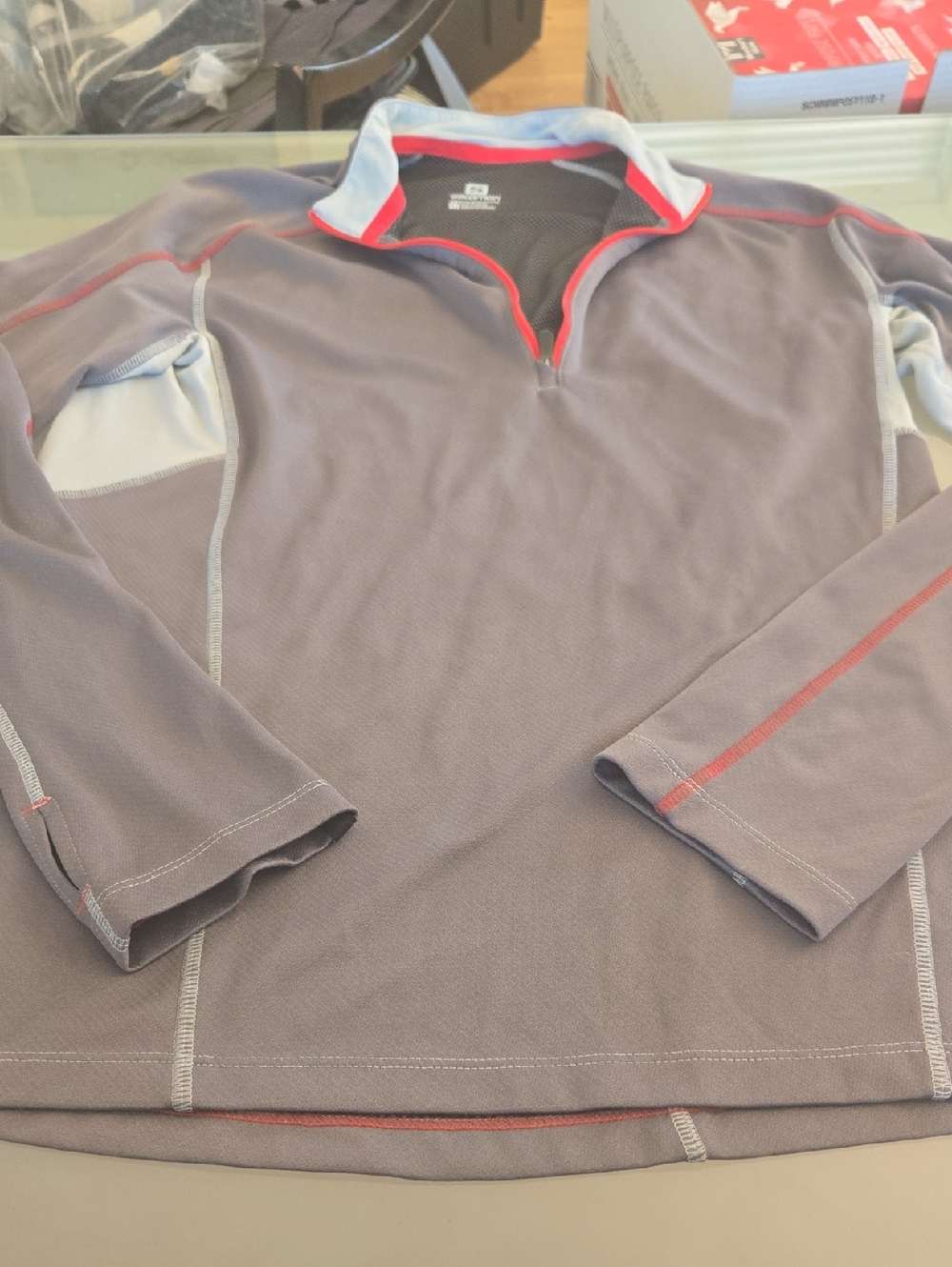 Salomon Gray Pullover Quarter-Zip with Red Trim